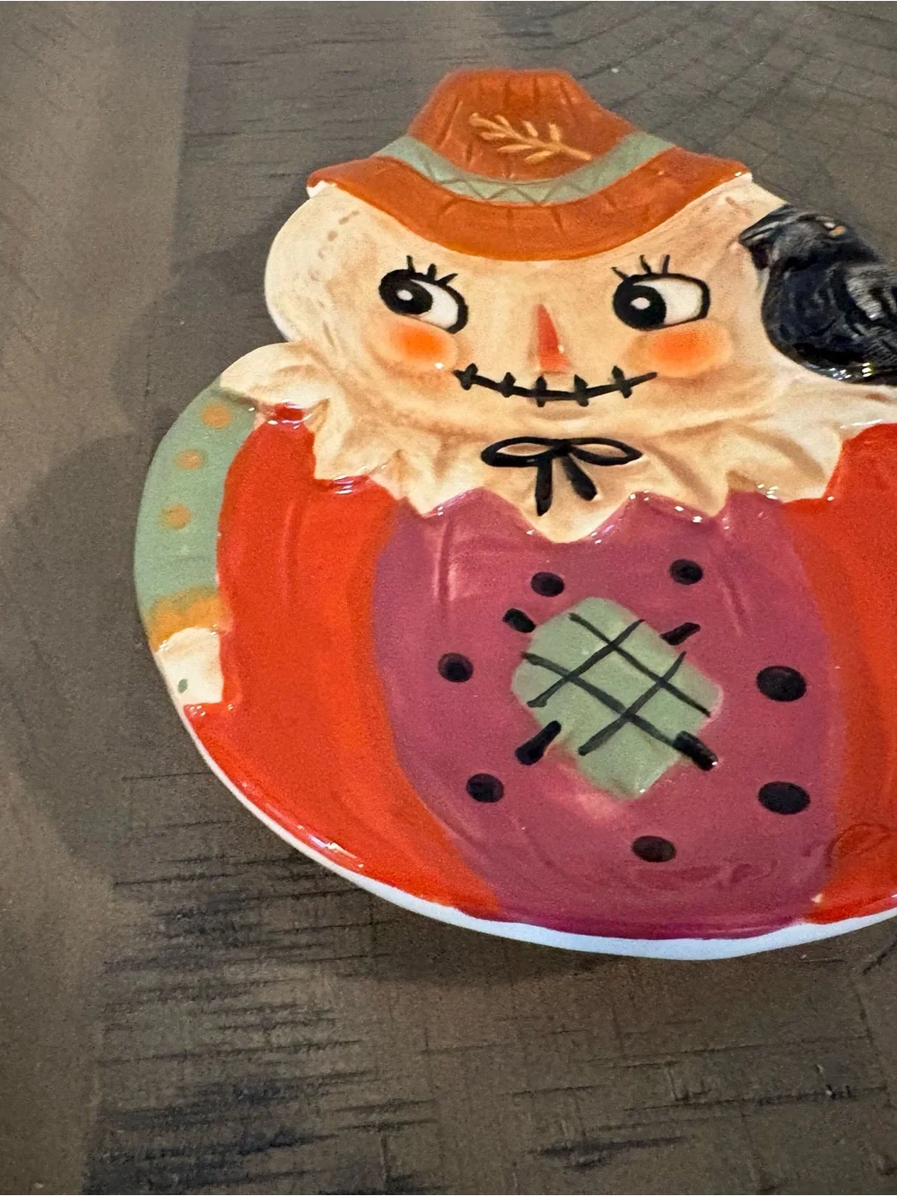 Transpac Johanna Parker Orange Pumpkin Scarecrow Spoon Rest